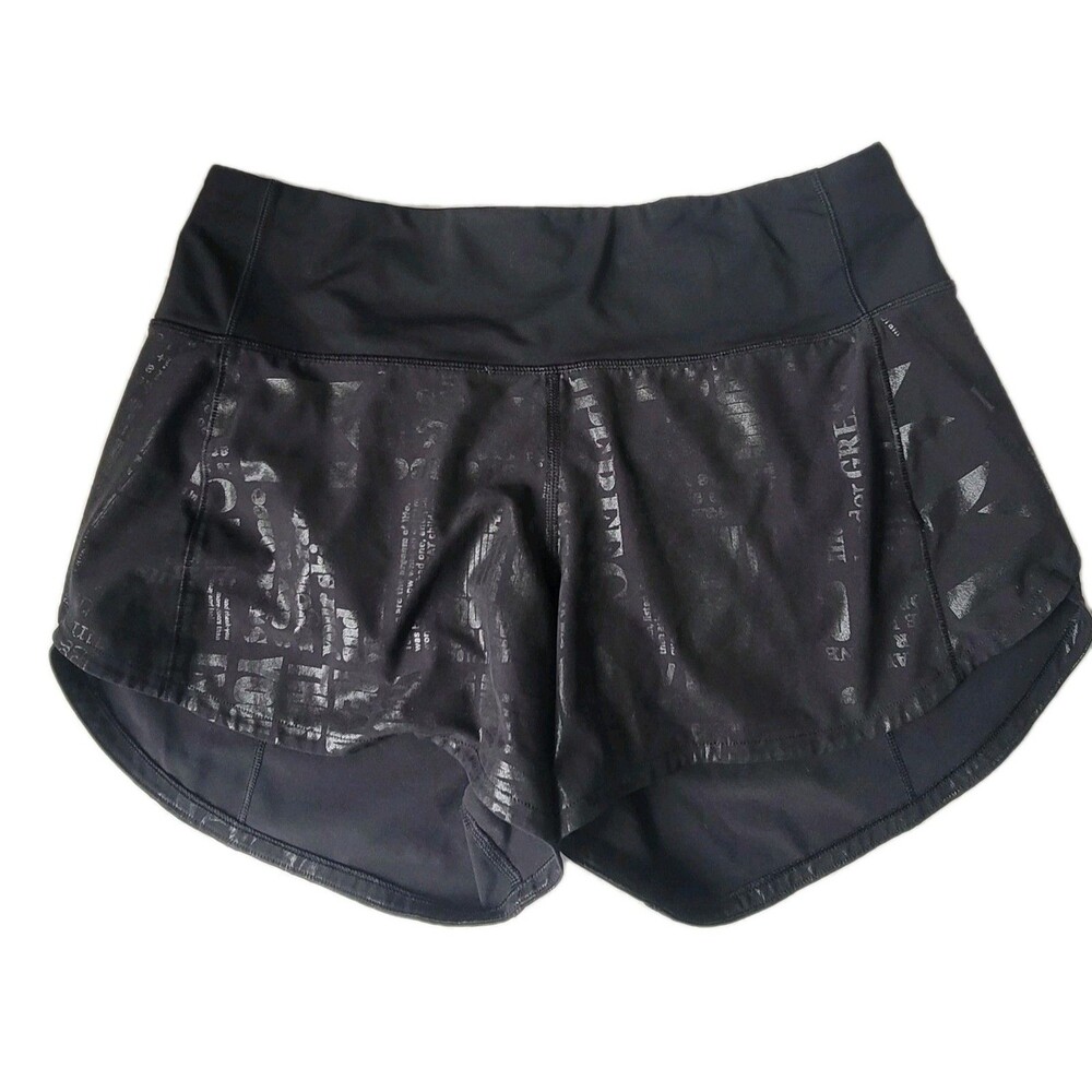 Lululemon RUN Speed Up Shorts 20 YR MANIFESTO  Shine Black Size 4